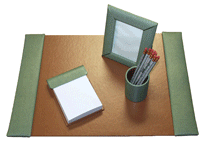 15" x 22" Jade Leather Pad 4-Piece Desk Set