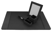 Fine Black Leather Desk Pad Executive Set
