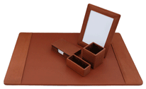 Fine Tan Leather Desk Pad Executive Set