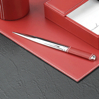 Red Leather Scissors/Letter Opener with Case