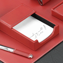 Red Stitched Leather Memo Pad Holder
